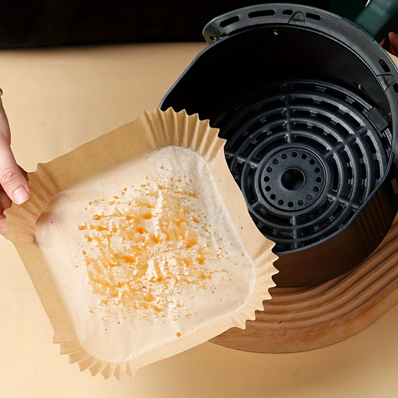 50PCS Non-Stick Air Fryer Liners - Square Paper for Baking, Roasting, and Microwave Cooking, Easy Cleanup, Healthier Cooking for Hotels and Commercial Use