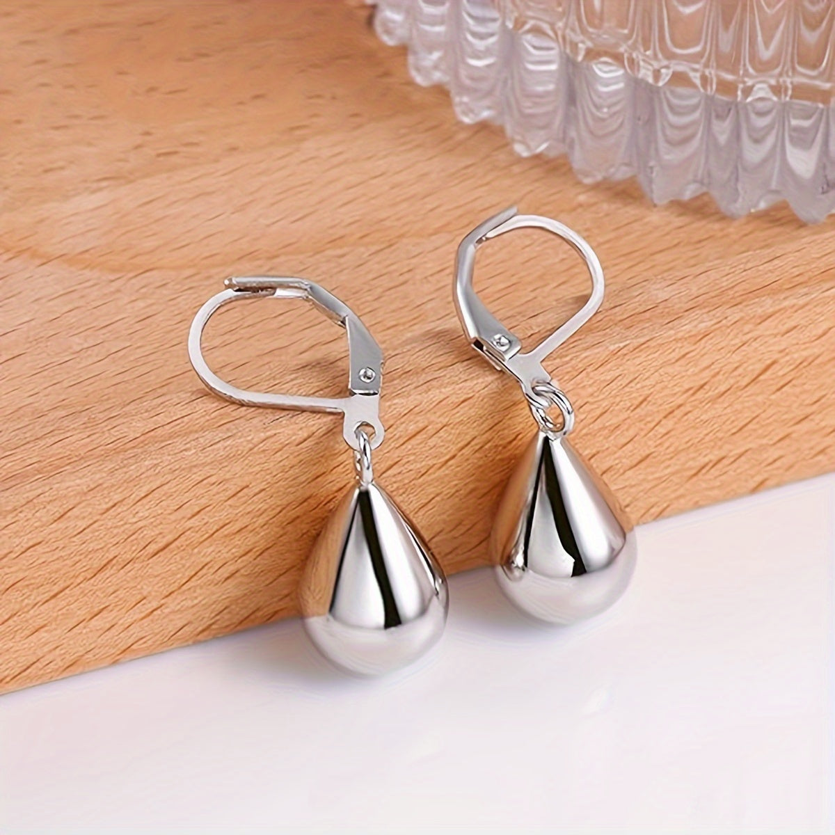 2 Pairs Teardrop Dangle Hoop Earrings for Women - Stainless Steel Hypoallergenic Silver & Gold-Plated, Lightweight Water Drop Leverback Hoops, Fashion Jewelry, Birthday & Holiday Gifts