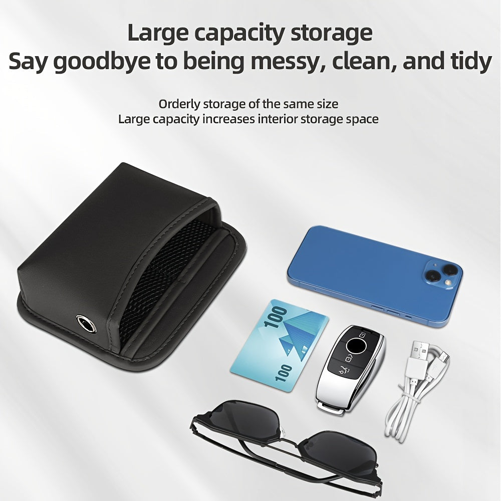 PU Leather Car Side Pocket Organizer - Universal Cell Phone and Sunglasses Holder for Seat Gap, Door, and Console Storage