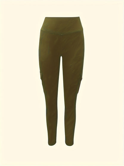 High-Waisted Butt Lifting Yoga Leggings - Women's Fall & Winter Activewear with Pockets, Moisture-Wicking, Four-Way Stretch, Breathable - Solid Color, Perfect for Fitness, Running, Outdoor Activities