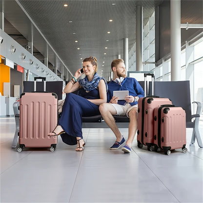 3-Piece Striped ABS Luggage Set: Lightweight Carry-On Trolley Cases with Lock and Universal Wheels, 20/24/28 Inch
