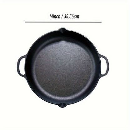 14-Inch Pre-Seasoned Cast Iron Skillet - Durable, Non-Stick Dutch Oven for Searing, Sautéing, Baking, Roasting, and Grilling