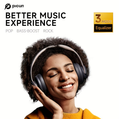 Picun B8 Elite Hi-Fi Wireless Headphones - 120-Hour Battery, 3 EQ Modes, Foldable, Crystal-Clear Mic, Sound Isolation, Type-C Fast Charging
