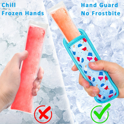 6pcs Ice Pop Sleeves Set - Neoprene Freezer Popsicle Holder, Reusable and Washable Colorful Ice Sleeves, Kitchen Accessories