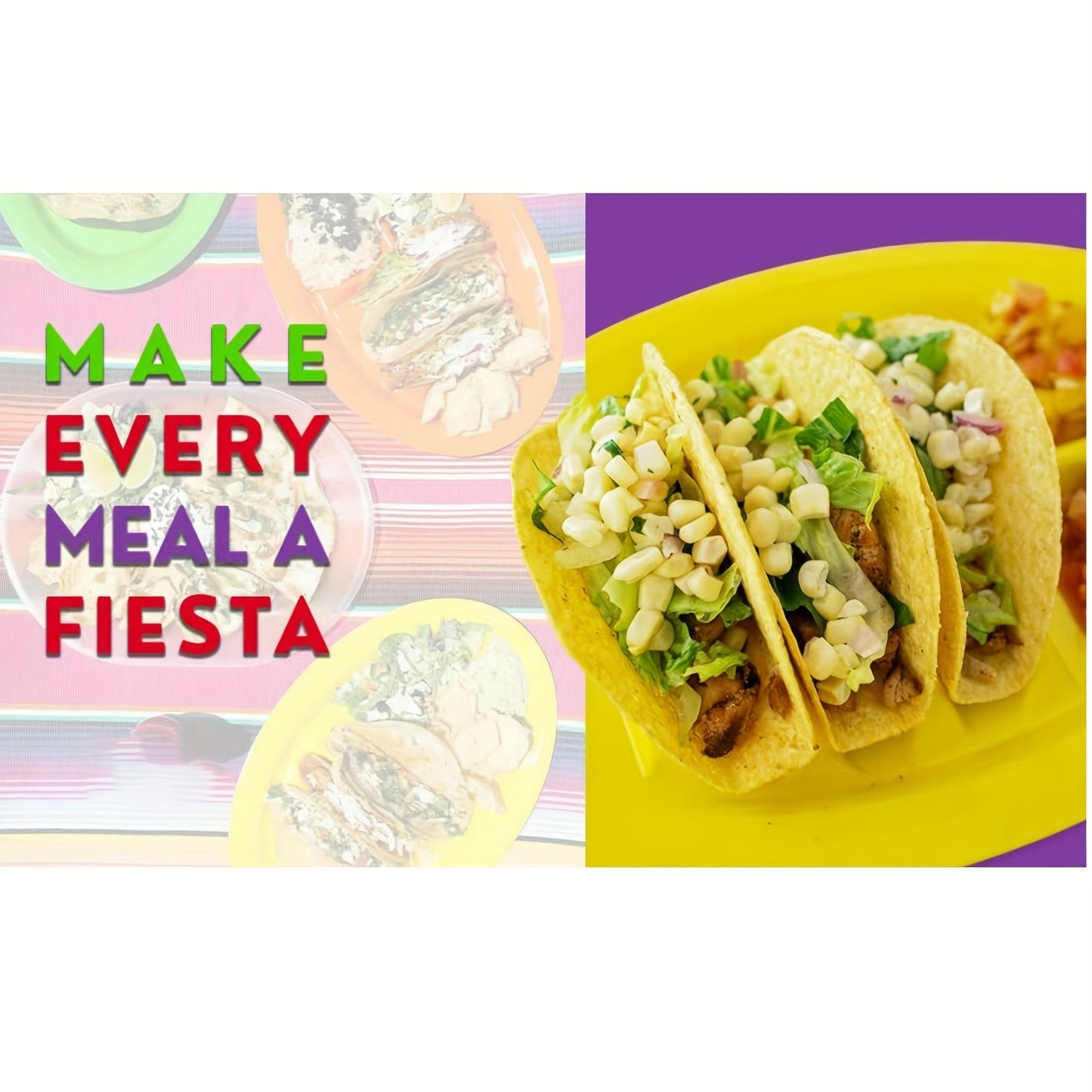 Fiesta Taco Serving Plates Set – 1pc/4pcs with Stand Holder for Soft and Hard Shell Tacos, Microwave Safe Plastic, Ideal for Taco Nights and Bars