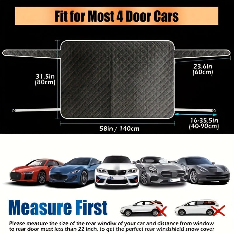 Rear Windshield Snow Cover – Ice & Snow Protection with 4 Magnetic Suction Points & 2 Fixed Hooks, Fits Most Sedans & SUVs
