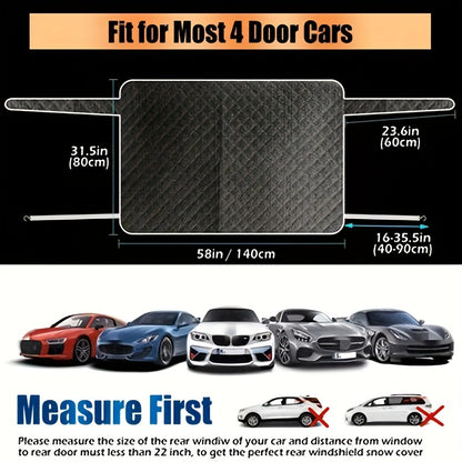Rear Windshield Snow Cover – Ice & Snow Protection with 4 Magnetic Suction Points & 2 Fixed Hooks, Fits Most Sedans & SUVs