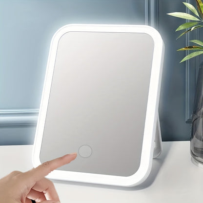 LED Makeup Mirror with Touch Control – 3 Brightness Levels, USB Rechargeable, Portable Vanity Mirror with Adjustable LED Light for Bedroom & Dorm – Gift for Women