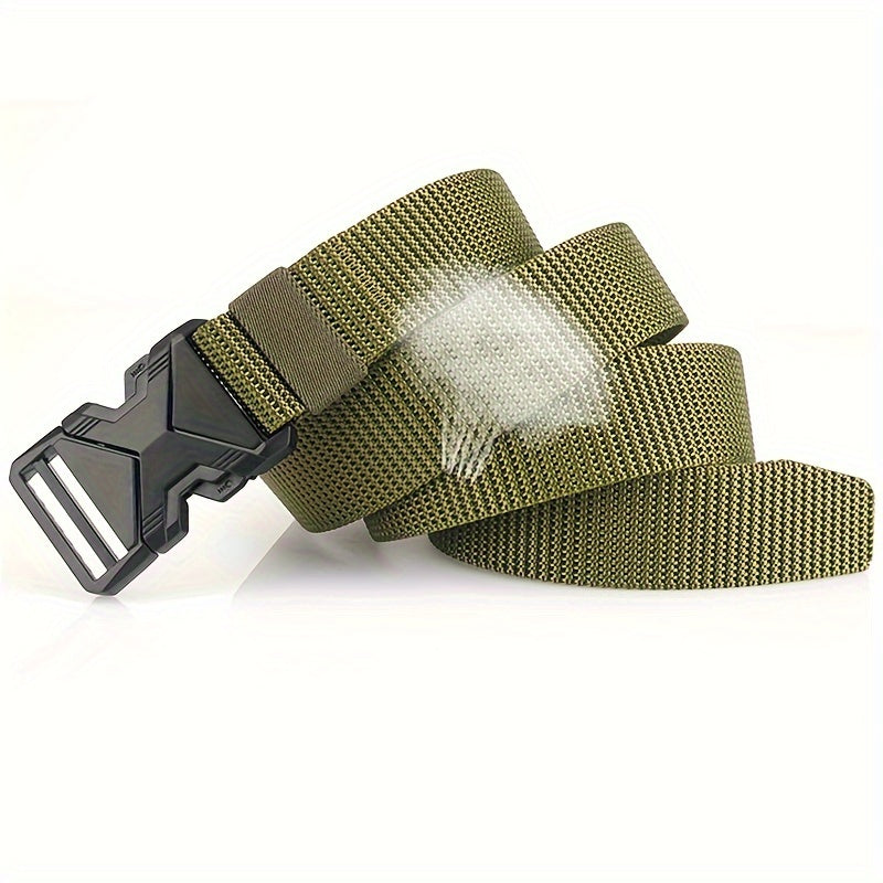 Men's Canvas Belt – Sporty Style with Quick-Release Plastic Buckle, Casual Training & Jeans Accessory