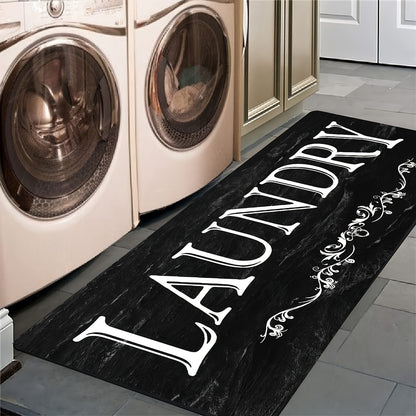 Black and White Text Pattern Rug – Soft, Comfortable, Waterproof Non-Slip Floor Mat, Absorbent and Machine Washable for Kitchen, Living Room, Bedroom, Hallway, Bathroom