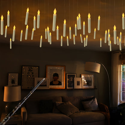 12-Pack Floating Candles – Harry Wand-Inspired Remote-Controlled LED Lights, Plastic Taper Candles for Proposals, Birthdays, Party Ceiling Decor, and Halloween-Themed Ambiance