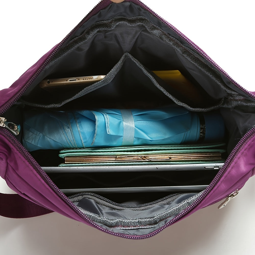 Women's Casual Ruched Crossbody Bag - Large Capacity Nylon Shoulder Bag