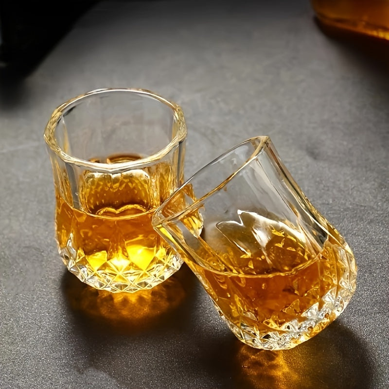 6pcs Luxurious Crystal Cut 50ml Glass Shot Glasses – Reusable, Durable Whiskey Tumblers for Bar & KTV, Hand Wash Only, Perfect for Entertaining Guests