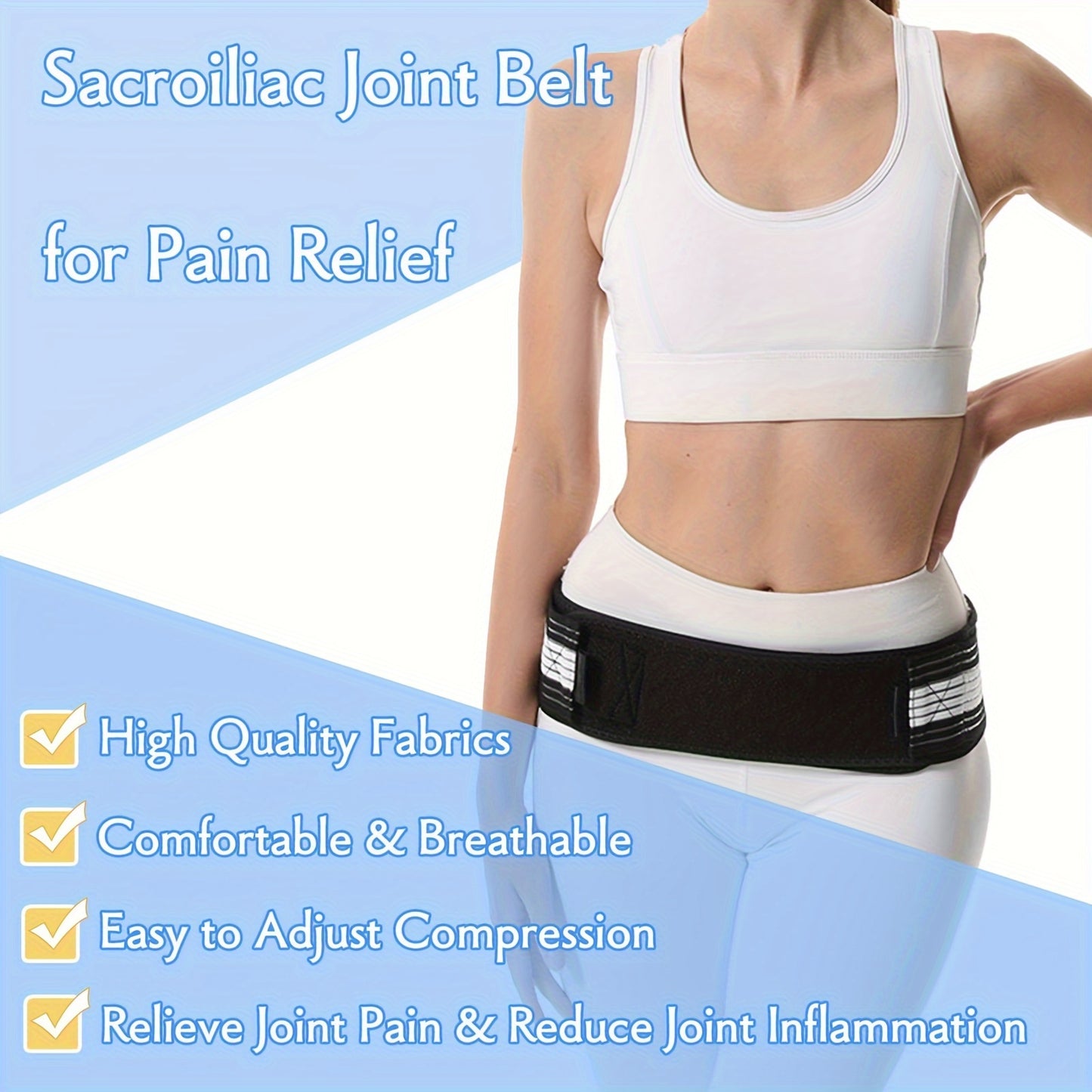 Si Belt Pro – Ultimate Sacroiliac Hip Support and Stabilizer – Sciatica Relief, Pelvis and Lumbar Nerve Pain – Comfortable, Adjustable Design for Everyday Wear