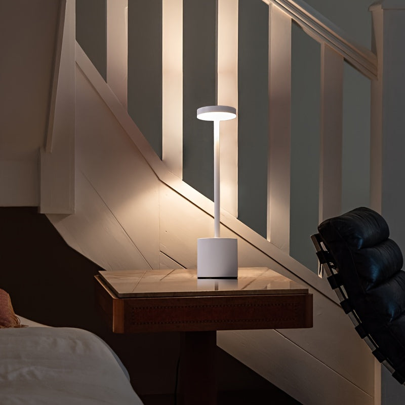 Modern Metal Desk Lamp - Touch Control LED with 3-Color Dimmable Lighting, USB Charging, Adjustable Brightness - Ideal for Bedroom, Living Room, Office and Home Decor