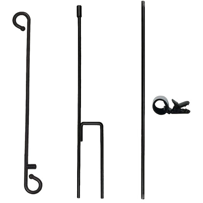 Garden Flag Stand Holder – Pole with Flag Stopper and Clip, Waterproof Powder-Coated for House, Yard and Seasonal Flags (Flag Not Included)