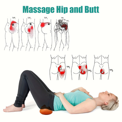 Sciatica Pain Relief Back Massager – Deep Tissue Muscle Tool with 14 Trigger Points for Glute, SI Joint, Pelvis, Sacrum, Lumbar Support