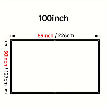 100-Inch 4K Portable Foldable Projection Screen - Home Theater, Outdoor and Indoor Projector Accessory - High-Definition 3D Screen for Enhanced Viewing Experience
