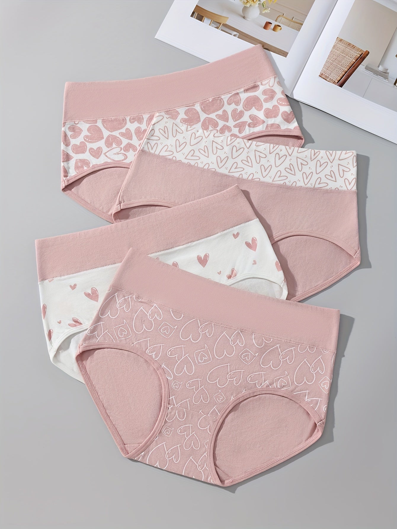 4pcs Cartoon Print Colorblock Briefs – Soft, Comfortable High Waist Intimates Panties – Women's Lingerie and Underwear