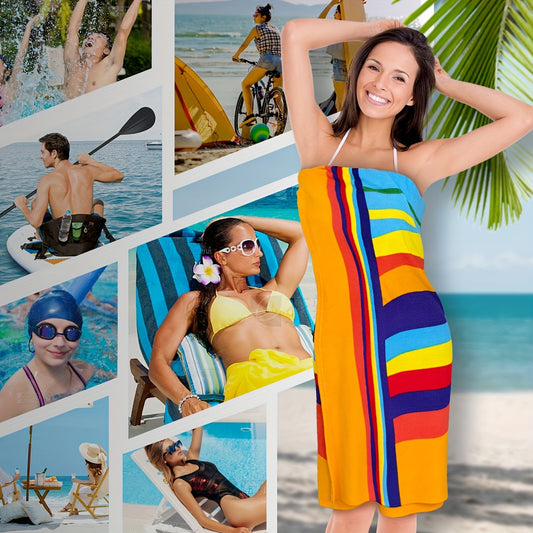 Extra Large Striped Beach Towel – Ultra-Soft Microfiber, Quick-Dry & Sand-Free, Ideal for Travel, Yoga, Camping, and Swimming, Machine Washable