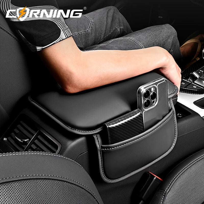 CORNING Luxury Faux Leather Car Armrest Pad – Waterproof, Extended and Heightened Center Console Cushion for Enhanced Comfort