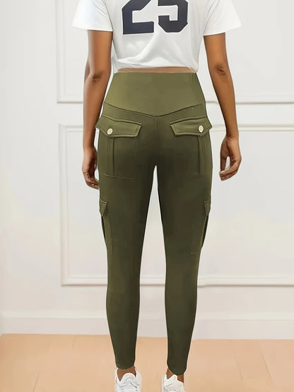 High-Waisted Butt Lifting Yoga Leggings - Women's Fall & Winter Activewear with Pockets, Moisture-Wicking, Four-Way Stretch, Breathable - Solid Color, Perfect for Fitness, Running, Outdoor Activities