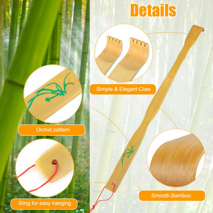 3pcs 18.3-Inch Bamboo Back Scratcher – Long Handle, Portable, Novel Gifts for Family and Friends