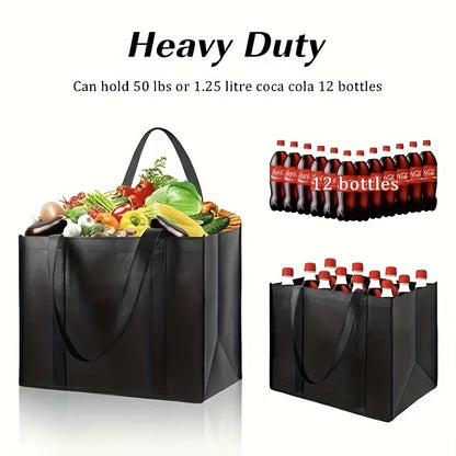 Non-Woven Large Capacity Storage Bag – Reusable Grocery Tote with Long Handle – Foldable for Shopping, Moving and Organization