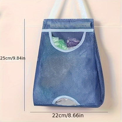 Multipurpose Polyester Garbage Bag Holder Dispenser – Foldable Washable Mesh Storage for Plastic Bag Organization – Wall Hanging Trash Bag Storage Box for Kitchen and Living Room
