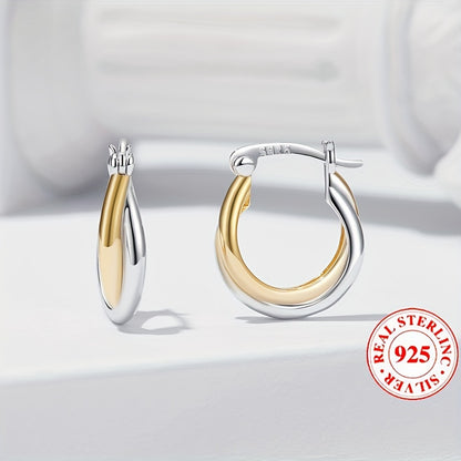 Unique Double Color Hoop Earrings – 925 Sterling Silver Hypoallergenic Jewelry for Daily Wear