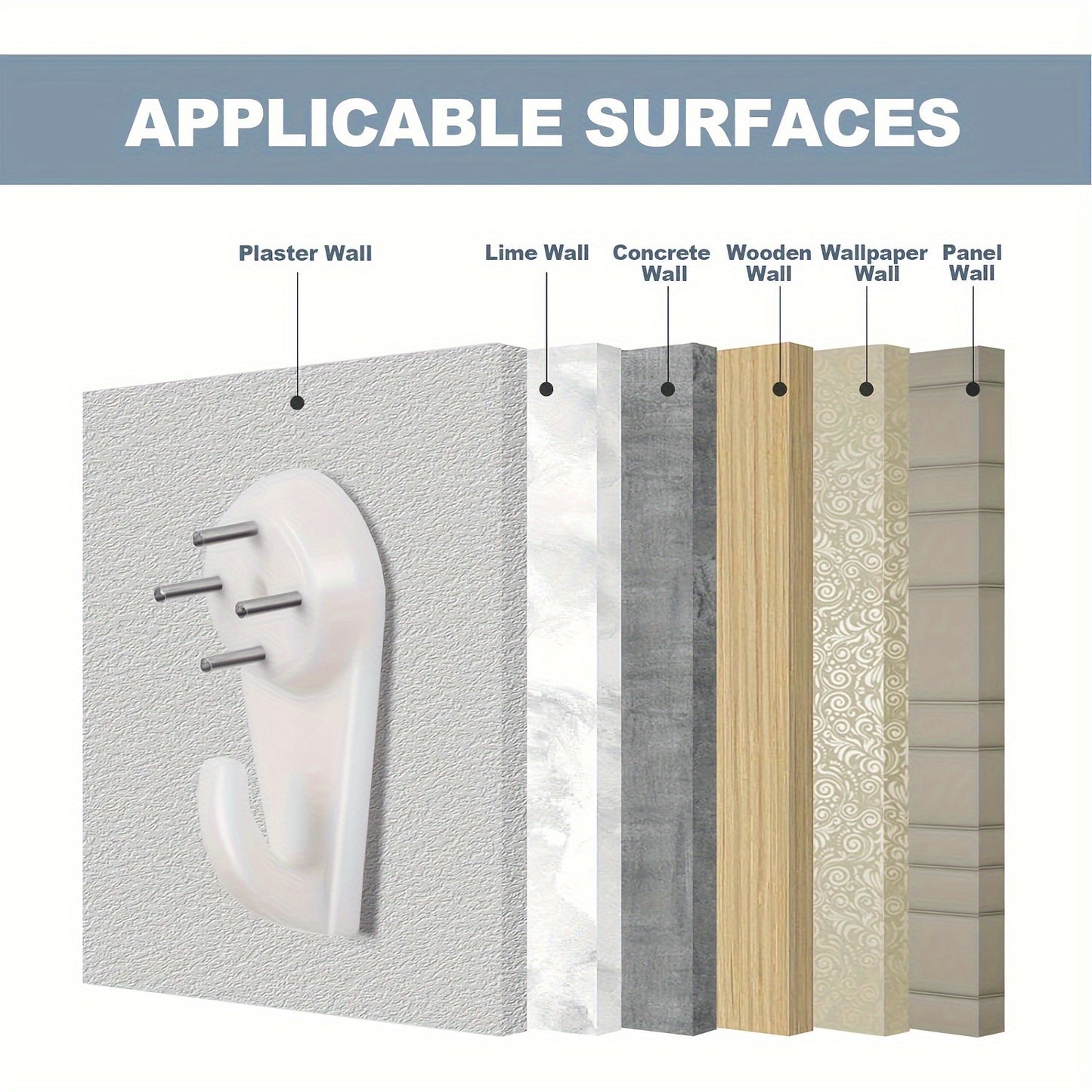 50 PCS Heavy Duty Picture Hangers Kit - Plastic Wall Mount Hooks with Invisible Nails, 25 LBS Load for Stucco/Concrete Walls, No Drilling Required