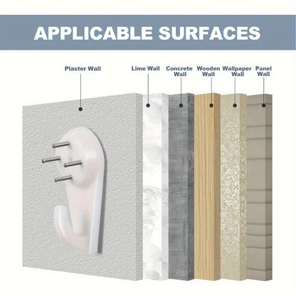 50 PCS Heavy Duty Picture Hangers Kit - Plastic Wall Mount Hooks with Invisible Nails, 25 LBS Load for Stucco/Concrete Walls, No Drilling Required