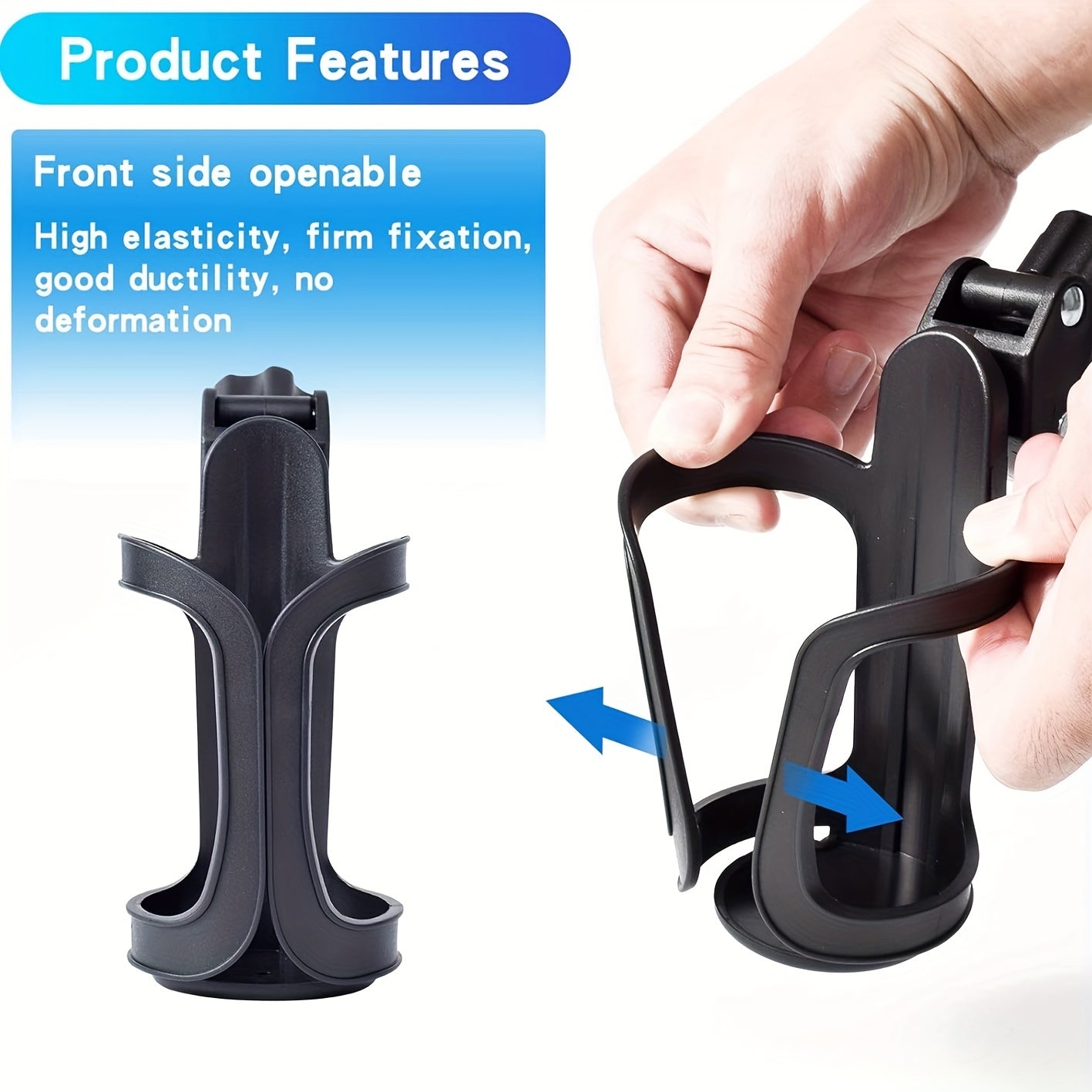2-Pack Universal Rotatable Bike Cup Holders - 360-Degree Adjustable, Elastic Fixation for Bicycles, Strollers, Scooters, Wheelchairs - Durable and Space-Saving