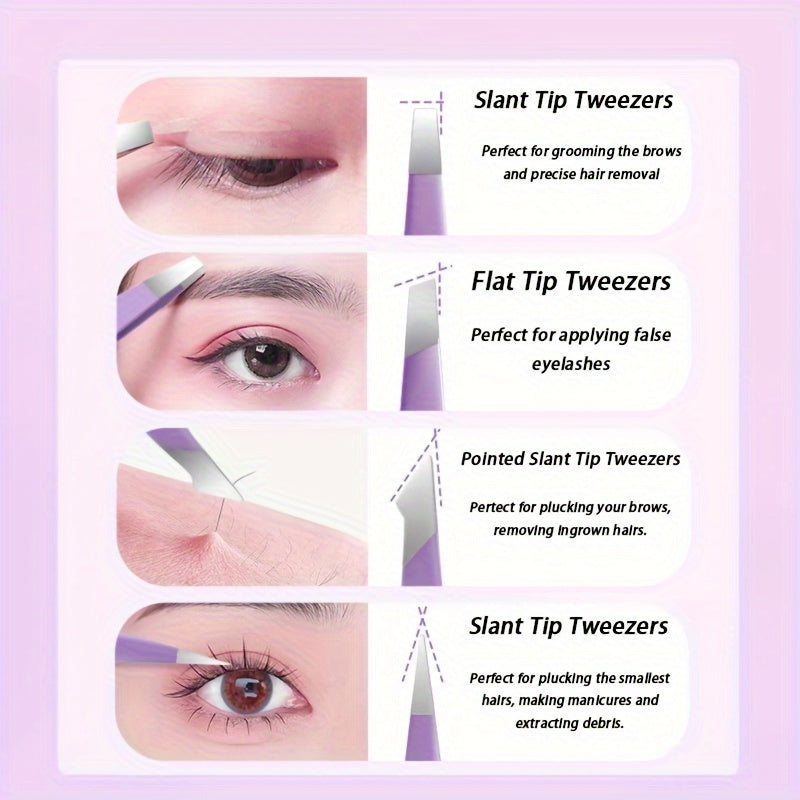Purple Metal Eyebrow Tweezers – Precision Grooming & Hair Removal Tool