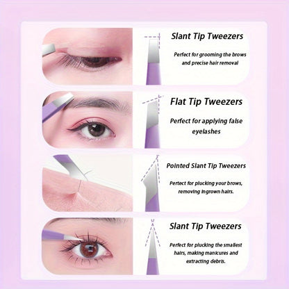 Purple Metal Eyebrow Tweezers – Precision Grooming & Hair Removal Tool