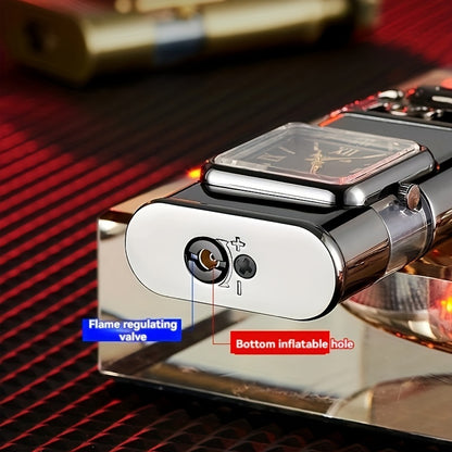 Windproof Vintage Jet Torch Lighter – Watch Bezel Design with Eagle Head, Butane Refillable, Flame Torch (Butane Not Included)