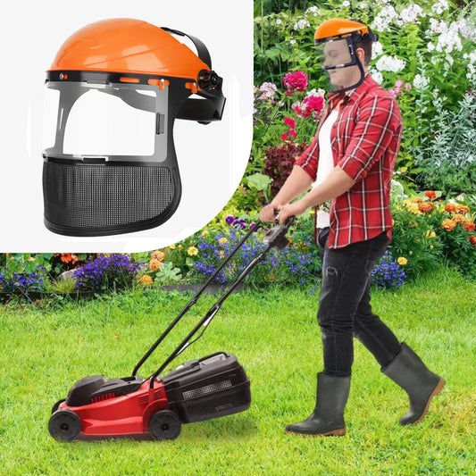 Ultimate Gardening Face Shield Helmet – Adjustable Metal & Plastic Visor, Face Guard Protection, Safety Headgear for Trimming, Weeding, Woodworking & Forestry Tasks