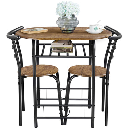 Costoffs Modern Round Compact Dining Table and 2 Chairs Set - Space-Saving Table Set for Kitchens, Apartments, and Dorm Rooms
