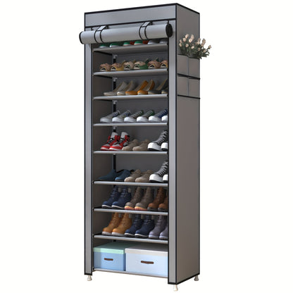 High-Capacity 9 Tier Shoe Rack Organizer with Dust Cover – Space-Saving, Easy Assembly – Stylish, Sturdy, and Durable for Household Closets and Entryways