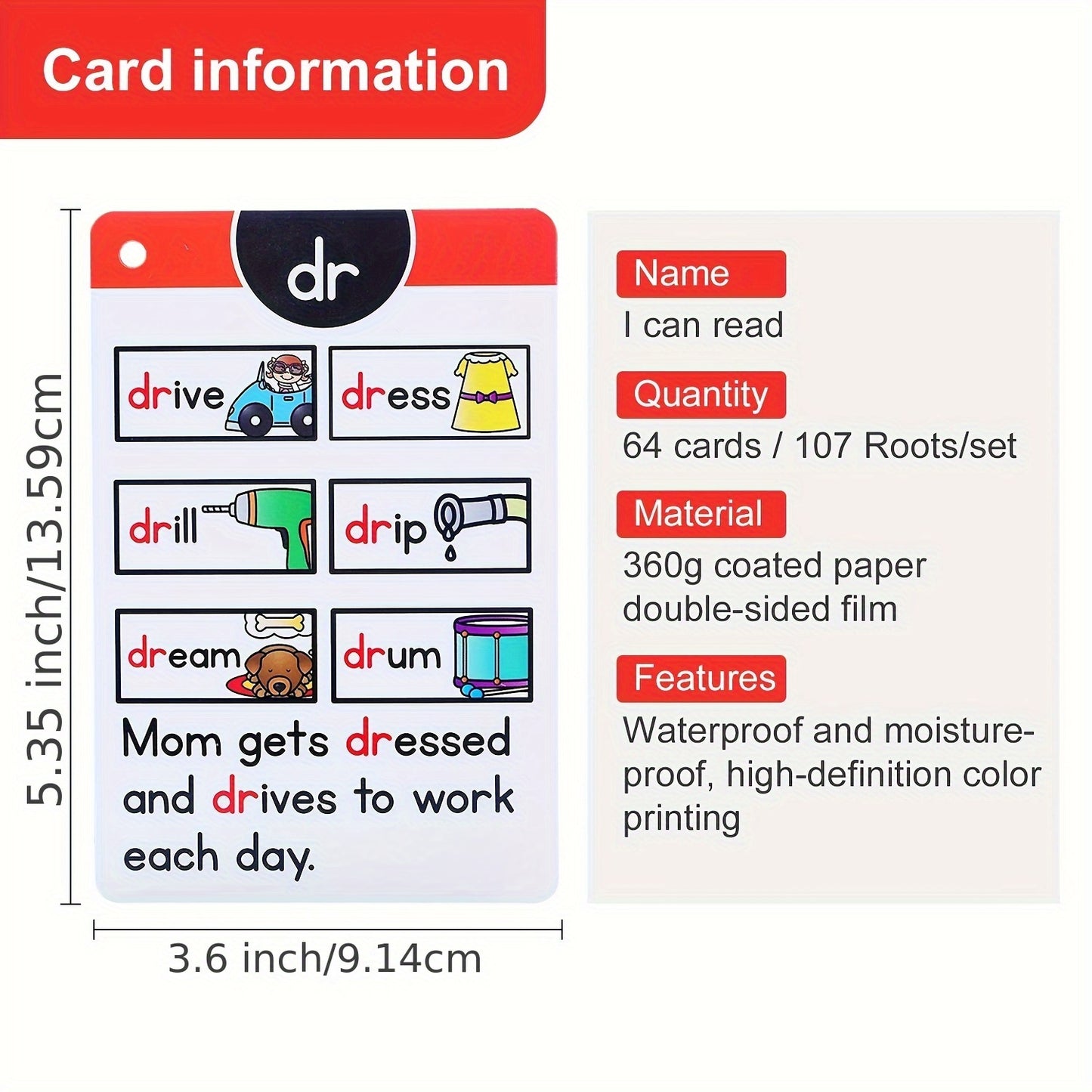 107 Group I Can Read Phonics Learning Flashcards - English CVC Words, Educational Memory Games, Cognitive Teaching Aids for Kids, Halloween & Christmas Gift