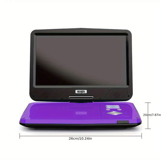 12.5-inch Portable DVD Player - 10.5-inch HD Swivel Screen, Dual Headphone Jacks, 5-Hour Battery, USB/SD/TV Sync, Car Mount, Purple
