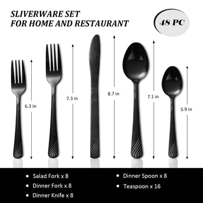 48-Piece Stainless Steel Tableware Set – Durable, Modern Cutlery for Restaurants, Hotels, Family Gatherings, and Outdoor Events – Premium Quality, Rust-Resistant, Easy to Clean