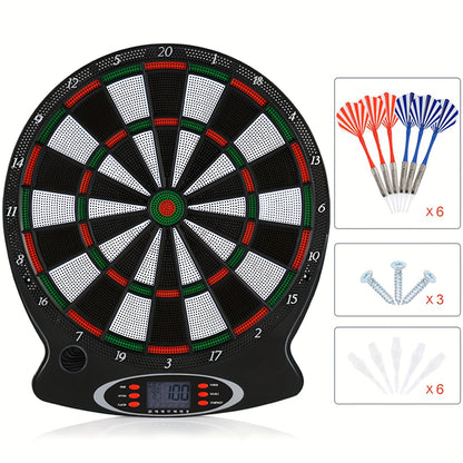 Electronic Dart Board Set - Soft Tip Dartboard with LCD Display, 6 Darts, and Professional Soft Tip Darts