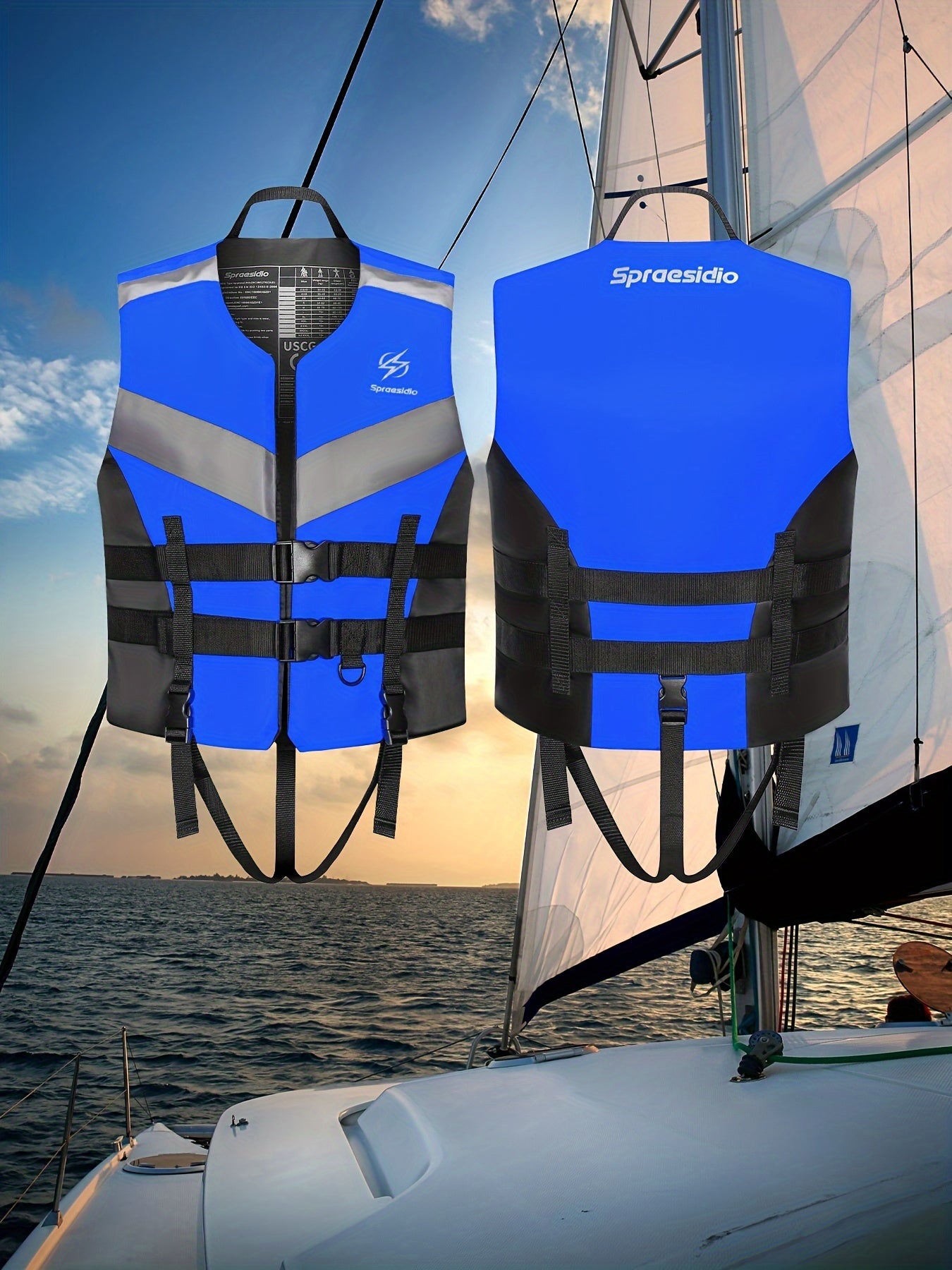 HISEA Adjustable Safety Life Jacket - Outdoor Drifting, Swimming, Snorkeling Suit for Kayaking, Boating, Fishing, Water Ski, and Rafting - Water Sports Life Vest