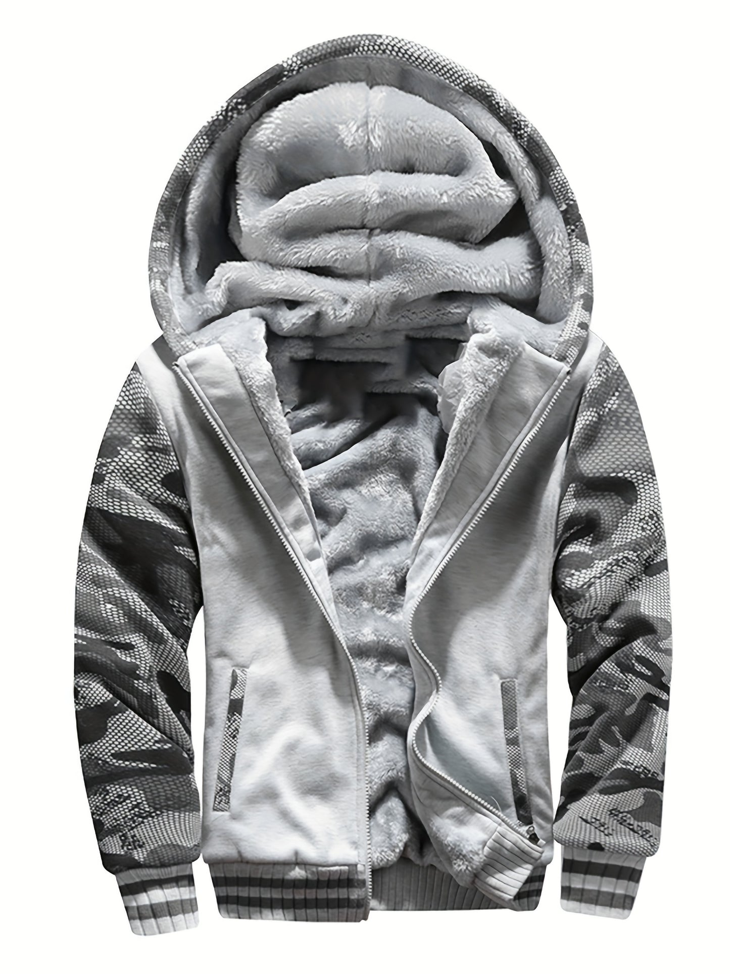 WarmthMax Fleece Hooded Jacket - Soft, Breathable, Water-Resistant Insulating Coat for Fall & Winter Outdoor Activities, Color Block Design
