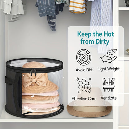 Foldable Hat Storage Organizer for Large Hats – Holds Up to 7 Oversized Hats, Includes Cowboy, Sun, Beach & Baseball Caps, Portable with Handle, Non-Woven Material with Random Printing