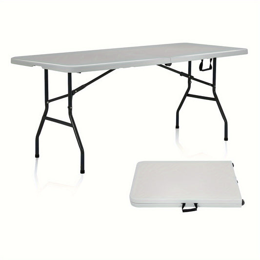 Outdoor Folding Table: Adjustable Height 4FT/6FT/8FT Plastic Camping & Party Table with Carrying Handle, Foldable for Picnics and Events