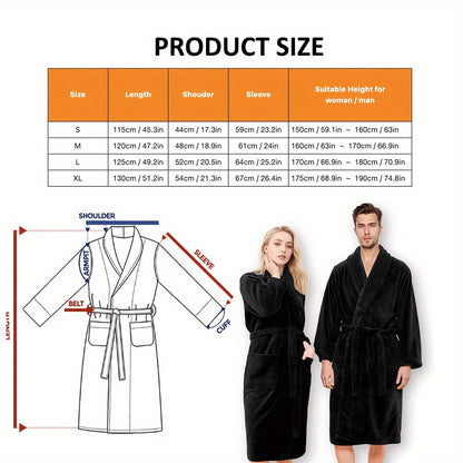 Ultra-Soft Fleece Bathrobe for Men and Women - Cozy, Warm, Machine Washable - Perfect for Bathroom or Bedroom