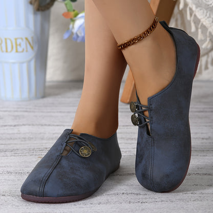 Stylish Round Toe Buckle Shoes – Soft Sole, Solid Color, Casual and Comfortable Single Shoes for Women – Ideal for Daily Wear