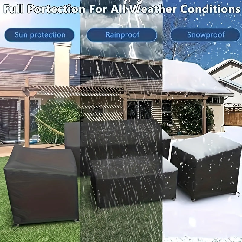 4 Piece Ultimate Waterproof Patio Furniture Cover Set – Durable Windproof Covers with Buckle Strap and Adjustable Drawstring for Sofa, Chairs, Coffee Table, Outdoor Living Room and Balcony Protection